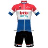 Set Fietsshirt + Korte Koersbroek 2023 Lotto Dstny Nederlands Kampioenschap Rood Blauw Wit